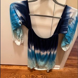 Ocean Drive • Blue Tie Dye Off The Shoulder Top